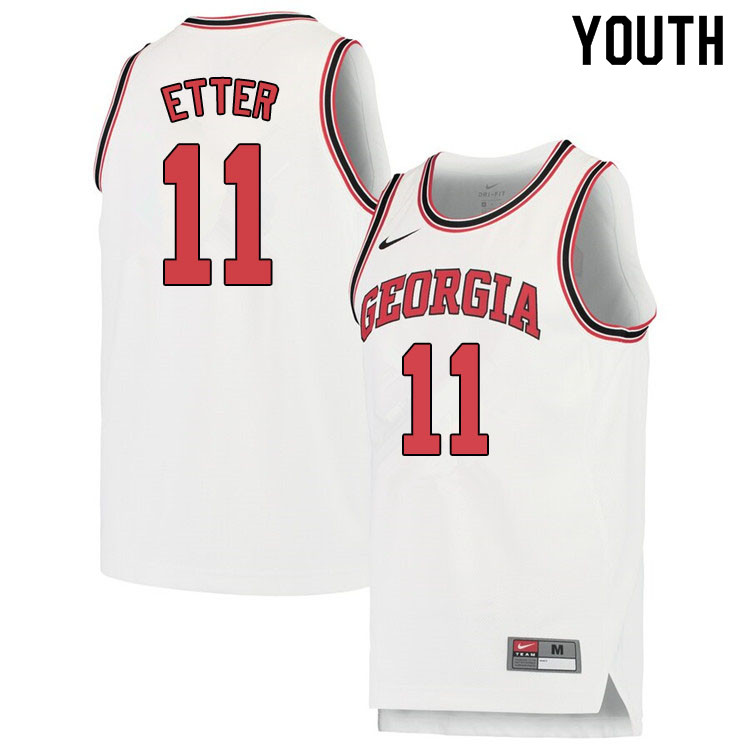 Youth #11 Jaxon Etter Georgina Bulldogs College Basketball Jerseys Sale-White - Click Image to Close